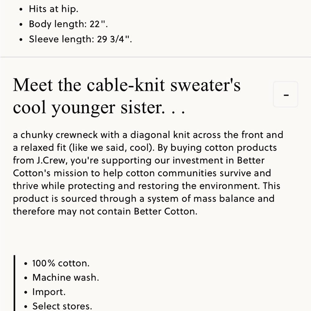 BNWT J Crew Diagonal cable knit sweater - Salt Spray - size S / Small - Picture 6 of 6